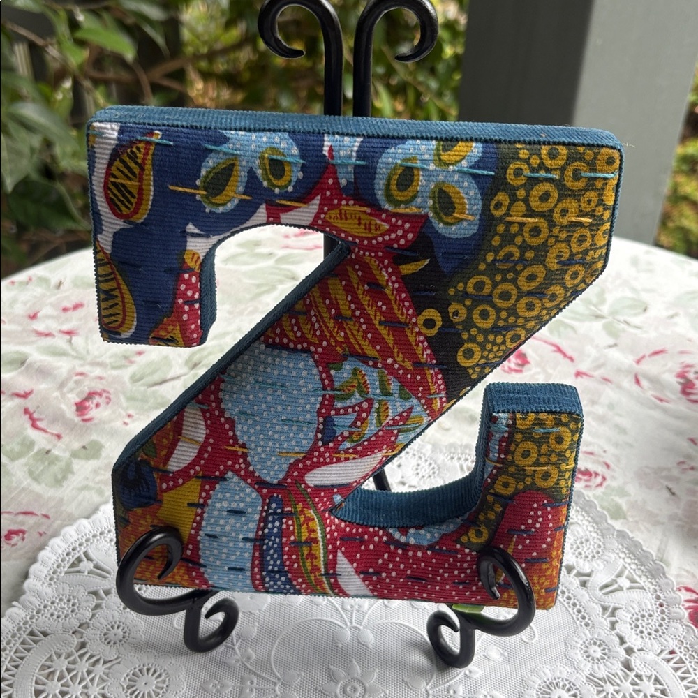 Anthropologie Letter "z" Wall Decor Floral Fabric